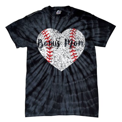 Baseball Softball Ball Heart Bonus Mom Mother's Day Tie-Dye T-Shirt