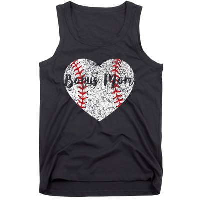 Baseball Softball Ball Heart Bonus Mom Mother's Day Tank Top