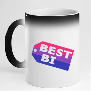 Bi Striped Best Bi, Distressed Relaxed Fit 11oz Black Color Changing Mug