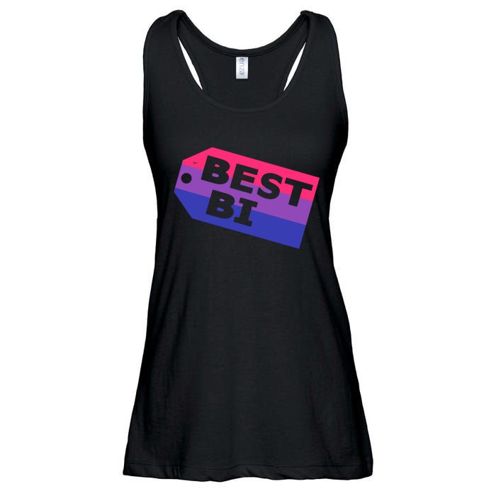 Bi Striped Best Bi, Distressed Relaxed Fit Ladies Essential Flowy Tank