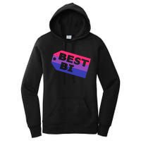 Bi Striped Best Bi, Distressed Relaxed Fit Women's Pullover Hoodie