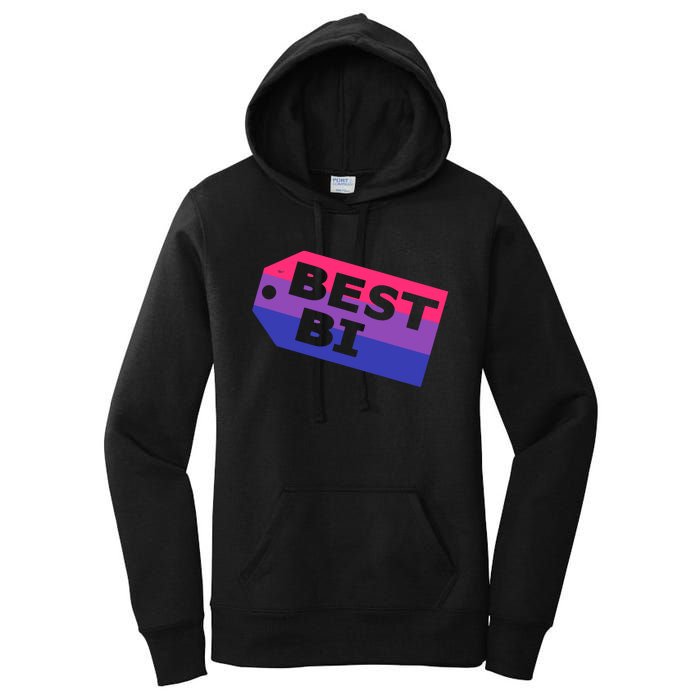 Bi Striped Best Bi, Distressed Relaxed Fit Women's Pullover Hoodie