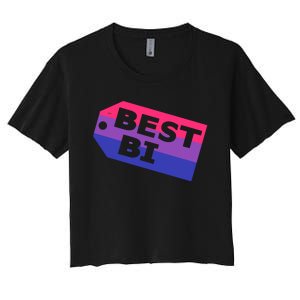 Bi Striped Best Bi, Distressed Relaxed Fit Women's Crop Top Tee