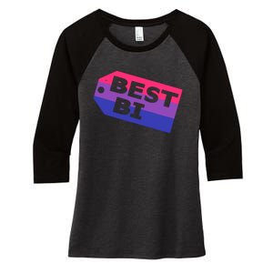 Bi Striped Best Bi, Distressed Relaxed Fit Women's Tri-Blend 3/4-Sleeve Raglan Shirt