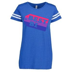 Bi Striped Best Bi, Distressed Relaxed Fit Enza Ladies Jersey Football T-Shirt