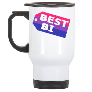 Bi Striped Best Bi, Distressed Relaxed Fit Stainless Steel Travel Mug