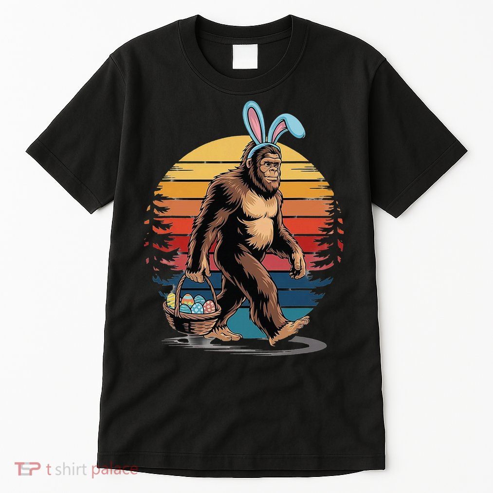 Bigfoot Sasquatch Bunny Easter Eggs Retro  Tall T-Shirt