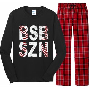 BSB SZN Baseball Season Distressed Long Sleeve Pajama Set