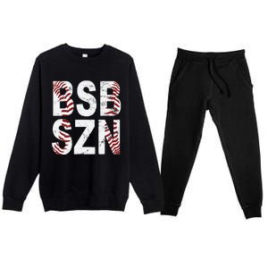 BSB SZN Baseball Season Distressed Premium Crewneck Sweatsuit Set