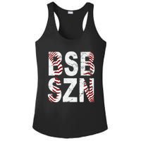 BSB SZN Baseball Season Distressed Ladies PosiCharge Competitor Racerback Tank