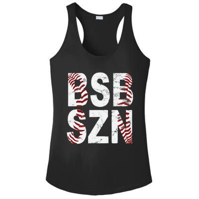 BSB SZN Baseball Season Distressed Ladies PosiCharge Competitor Racerback Tank