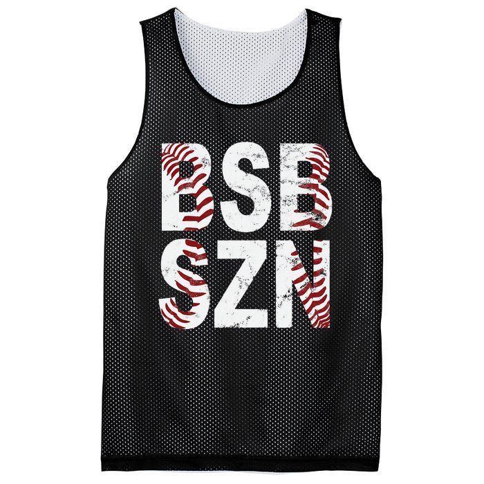 BSB SZN Baseball Season Distressed Mesh Reversible Basketball Jersey Tank