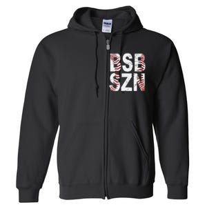 BSB SZN Baseball Season Distressed Full Zip Hoodie