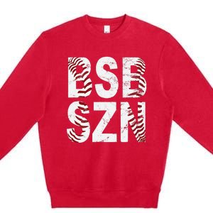 BSB SZN Baseball Season Distressed Premium Crewneck Sweatshirt