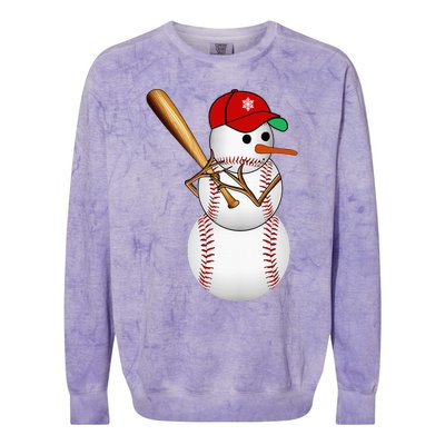 Baseball Snowman Balls Snow Christmas Xmas Gifts Colorblast Crewneck Sweatshirt