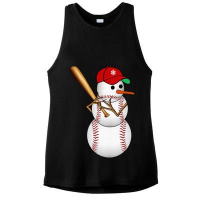 Baseball Snowman Balls Snow Christmas Xmas Gifts Ladies PosiCharge Tri-Blend Wicking Tank