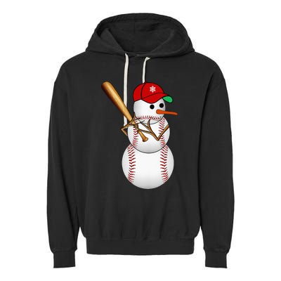 Baseball Snowman Balls Snow Christmas Xmas Gifts Garment-Dyed Fleece Hoodie