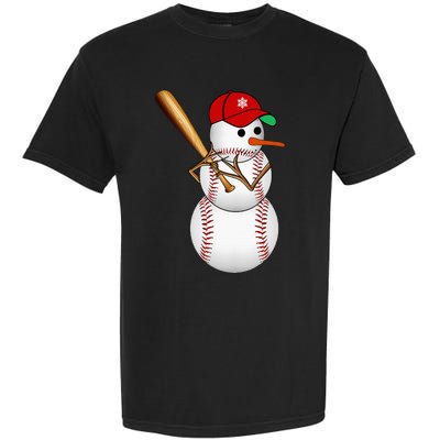 Baseball Snowman Balls Snow Christmas Xmas Gifts Garment-Dyed Heavyweight T-Shirt