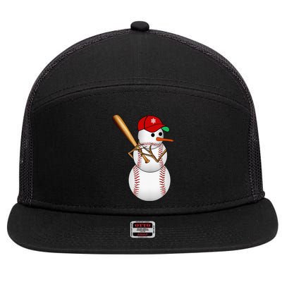 Baseball Snowman Balls Snow Christmas Xmas Gifts 7 Panel Mesh Trucker Snapback Hat