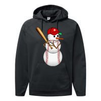 Baseball Snowman Balls Snow Christmas Xmas Gifts Performance Fleece Hoodie