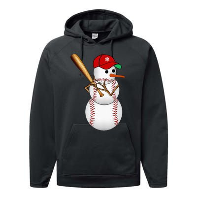 Baseball Snowman Balls Snow Christmas Xmas Gifts Performance Fleece Hoodie