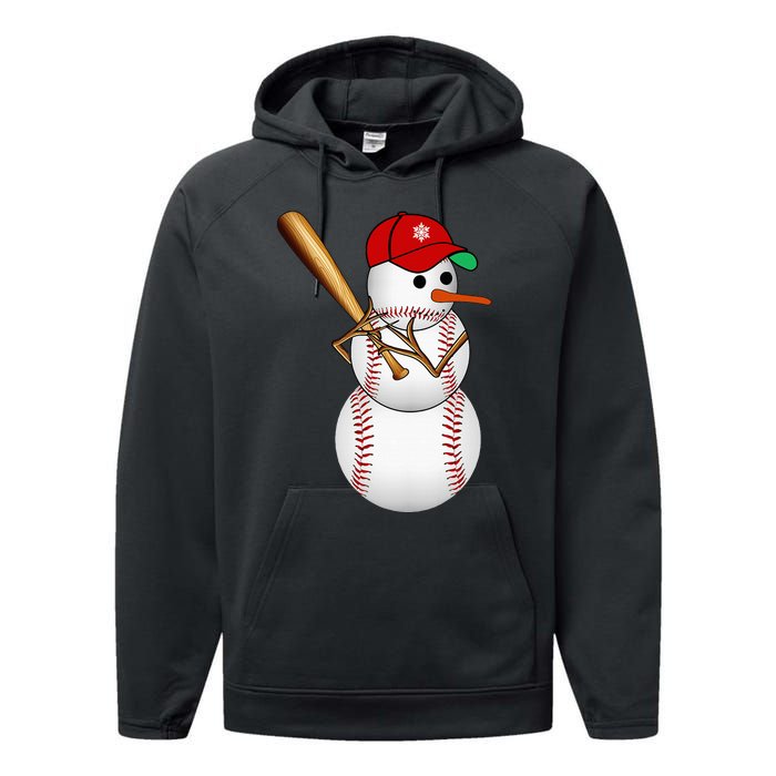 Baseball Snowman Balls Snow Christmas Xmas Gifts Performance Fleece Hoodie