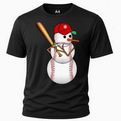 Baseball Snowman Balls Snow Christmas Xmas Gifts Cooling Performance Crew T-Shirt