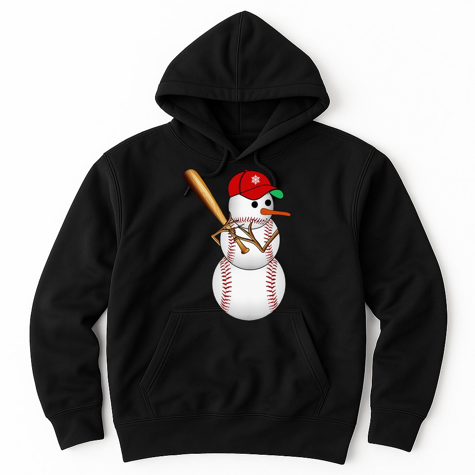 Baseball Snowman Balls Snow Christmas Xmas Gifts Hoodie