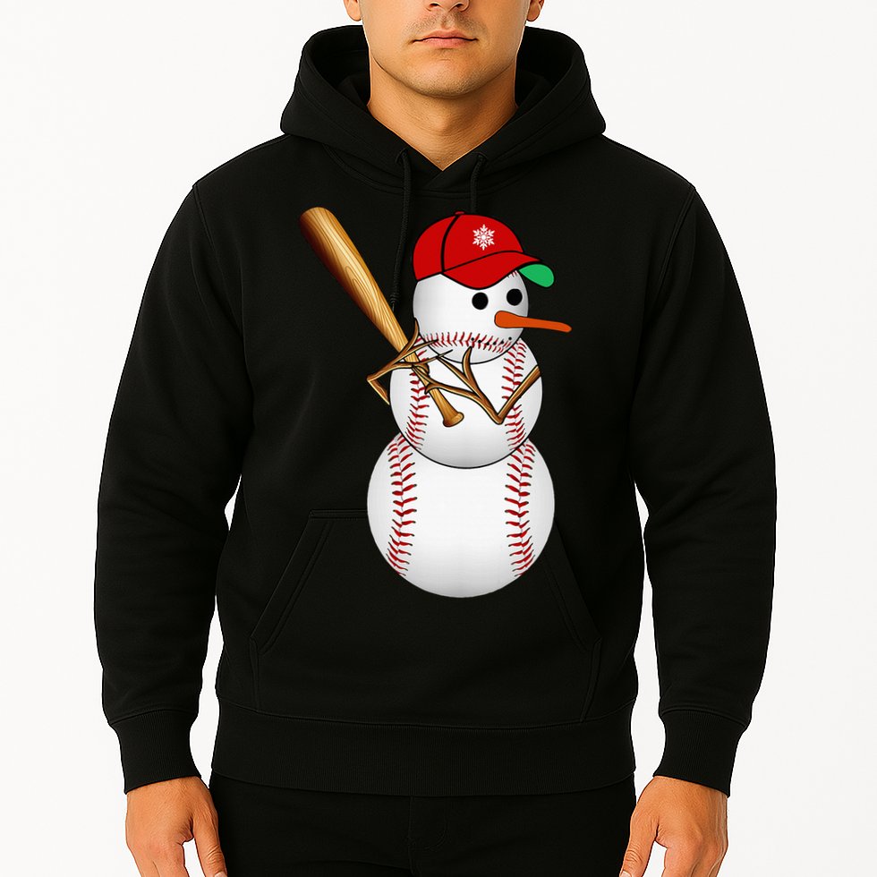 Baseball Snowman Balls Snow Christmas Xmas Gifts Hoodie