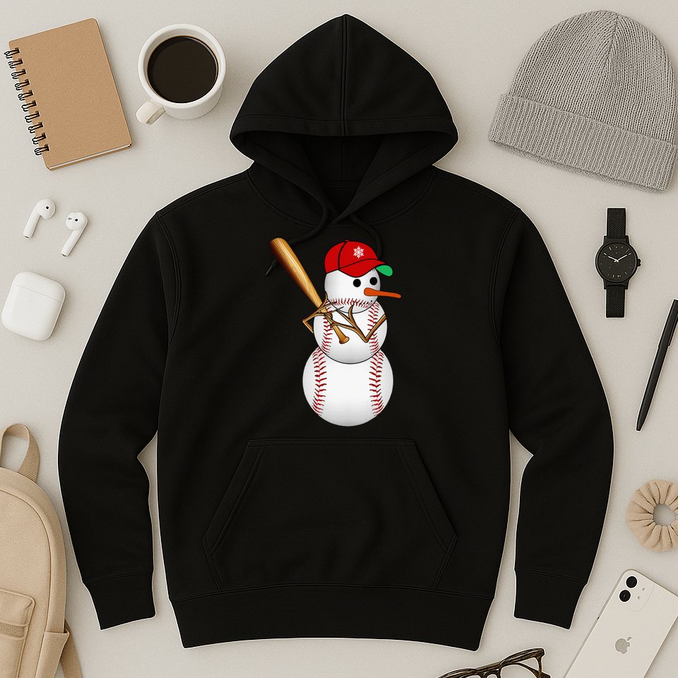 Baseball Snowman Balls Snow Christmas Xmas Gifts Hoodie