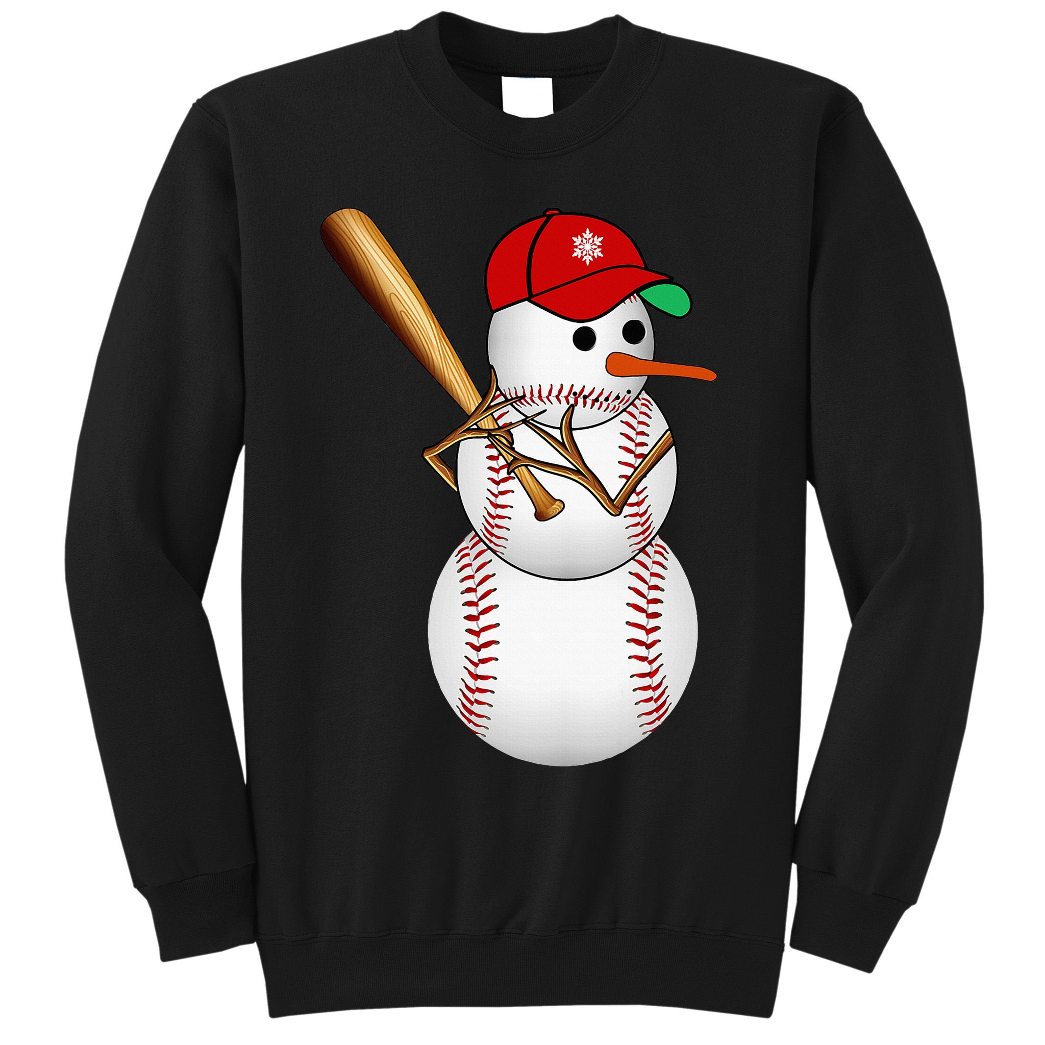 Baseball Snowman Balls Snow Christmas Xmas Gifts Sweatshirt