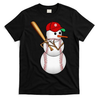 Baseball Snowman Balls Snow Christmas Xmas Gifts T-Shirt