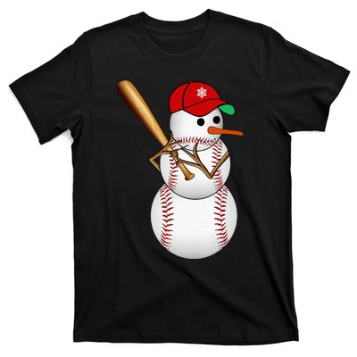 Baseball Snowman Balls Snow Christmas Xmas Gifts T-Shirt