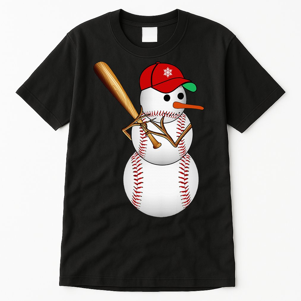 Baseball Snowman Balls Snow Christmas Xmas Gifts Tall T-Shirt