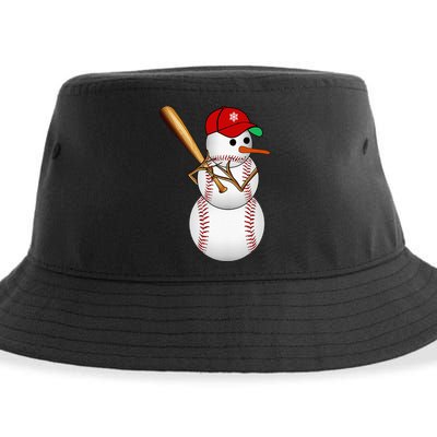 Baseball Snowman Balls Snow Christmas Xmas Gifts Sustainable Bucket Hat