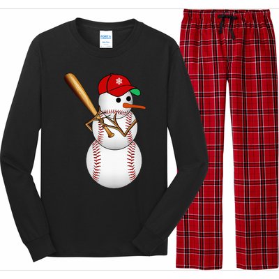 Baseball Snowman Balls Snow Christmas Xmas Gifts Long Sleeve Pajama Set