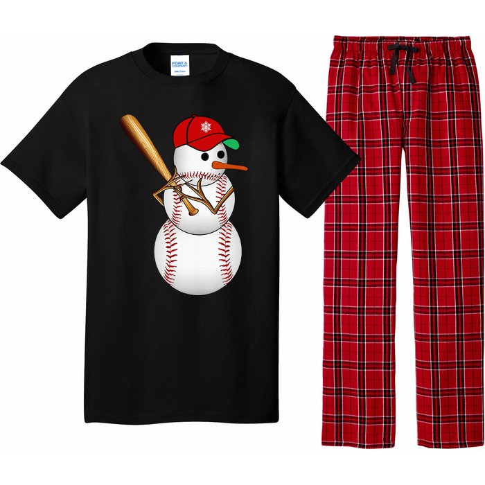 Baseball Snowman Balls Snow Christmas Xmas Gifts Pajama Set