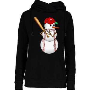 Baseball Snowman Balls Snow Christmas Xmas Gifts Womens Funnel Neck Pullover Hood