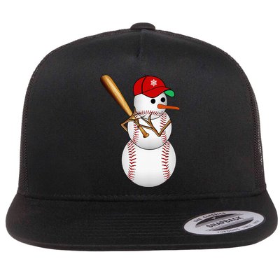 Baseball Snowman Balls Snow Christmas Xmas Gifts Flat Bill Trucker Hat