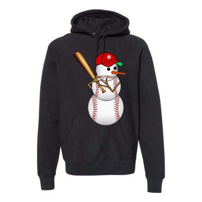 Baseball Snowman Balls Snow Christmas Xmas Gifts Premium Hoodie