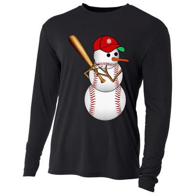 Baseball Snowman Balls Snow Christmas Xmas Gifts Cooling Performance Long Sleeve Crew