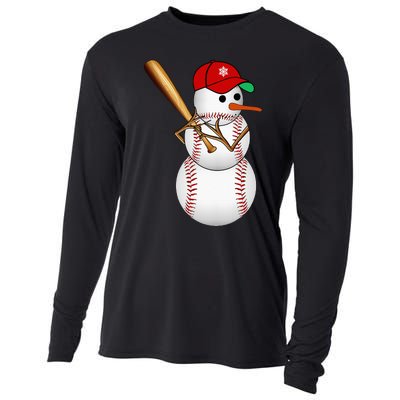 Baseball Snowman Balls Snow Christmas Xmas Gifts Cooling Performance Long Sleeve Crew