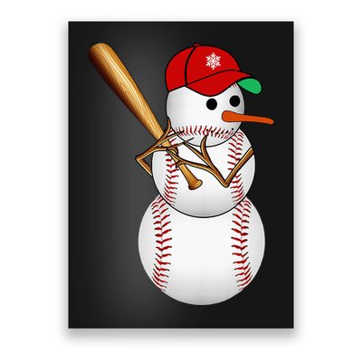 Baseball Snowman Balls Snow Christmas Xmas Gifts Poster