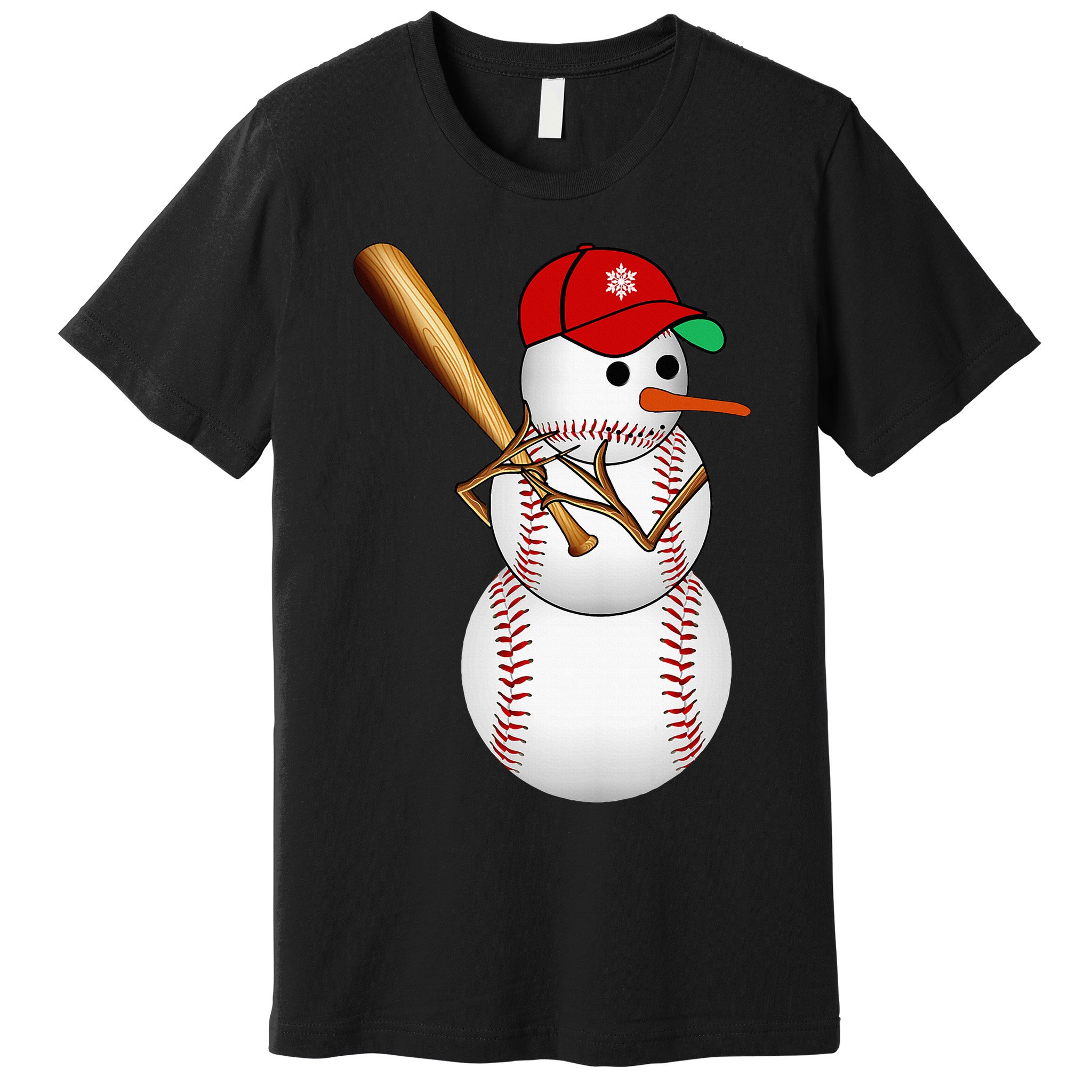Baseball Snowman Balls Snow Christmas Xmas Gifts Premium T-Shirt