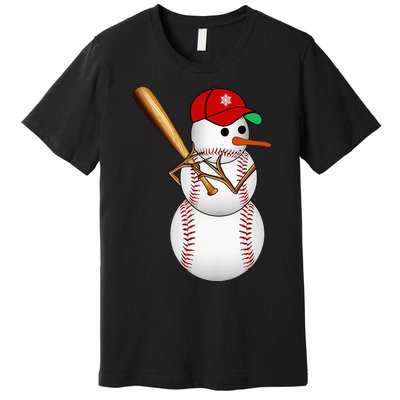 Baseball Snowman Balls Snow Christmas Xmas Gifts Premium T-Shirt