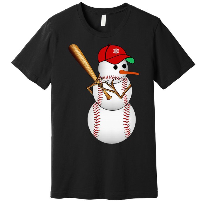 Baseball Snowman Balls Snow Christmas Xmas Gifts Premium T-Shirt