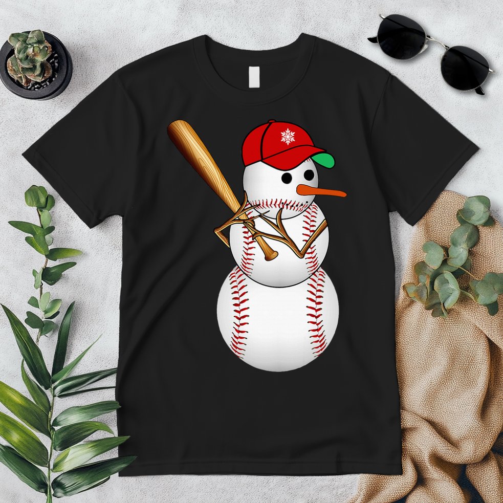 Baseball Snowman Balls Snow Christmas Xmas Gifts Premium T-Shirt