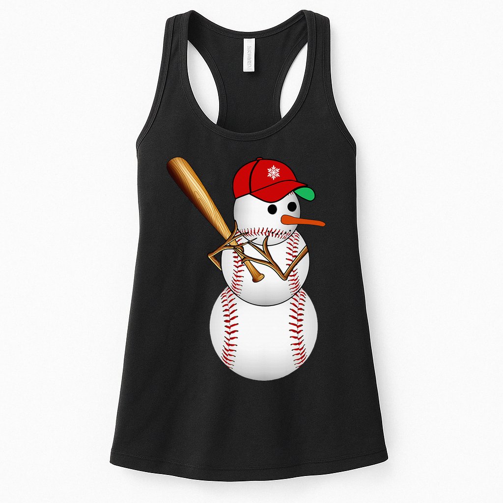 Baseball Snowman Balls Snow Christmas Xmas Gifts Womens Tank Top