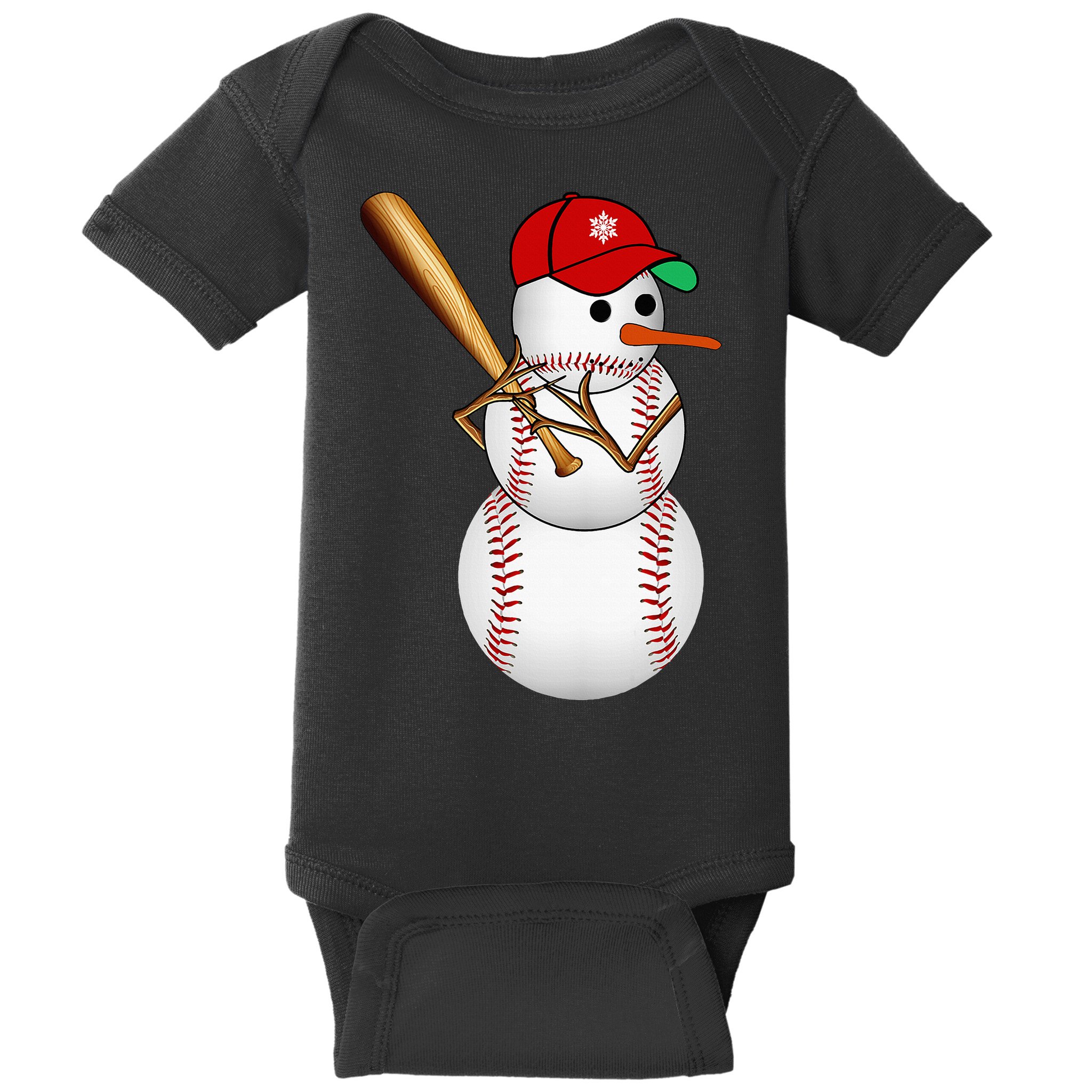 Baseball Snowman Balls Snow Christmas Xmas Gifts Baby Bodysuit