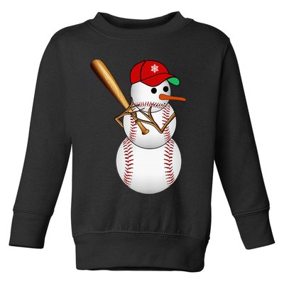 Baseball Snowman Balls Snow Christmas Xmas Gifts Toddler Sweatshirt